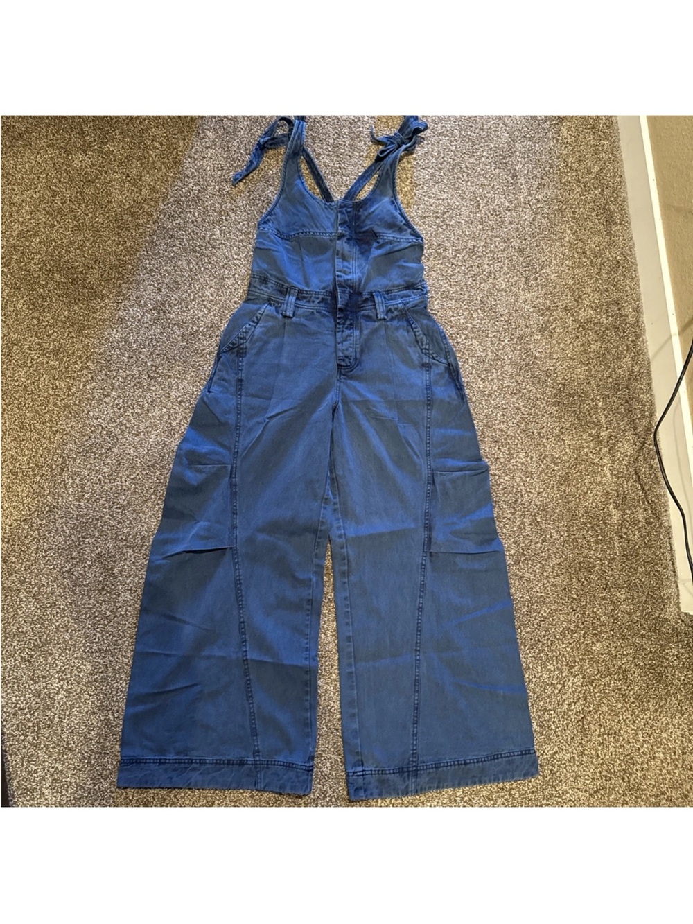 FREE PEOPLE Wide-Leg Denim Overalls Jumpsuit